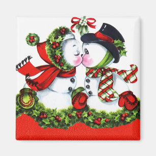 Íman Beijando o casal do boneco de neve