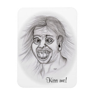 Íman Beije-me! Design de desenho de lápis preto e bran