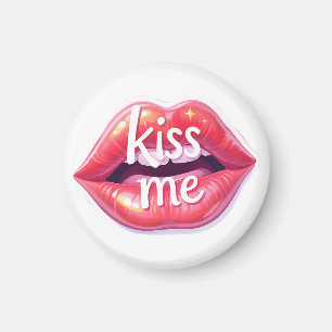 Íman Beije Me Ilustração Artística de Lábios Vermelhos 