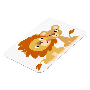 Íman Beijo: Casal Lion de Cartoon Bonito