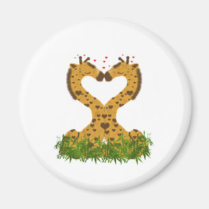 Íman Beijo dado forma dos girafas do amor coração