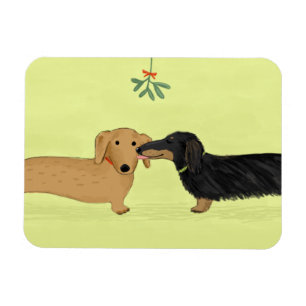 Íman Beijo do visco do Dachshund - Natal do cão do