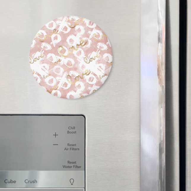Íman Beijo Rosa Dourado Branco XOXO Amor (In Situ (Fridge))