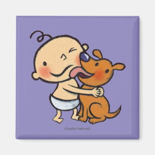 Íman Beijos do filhote de cachorro para o bebê