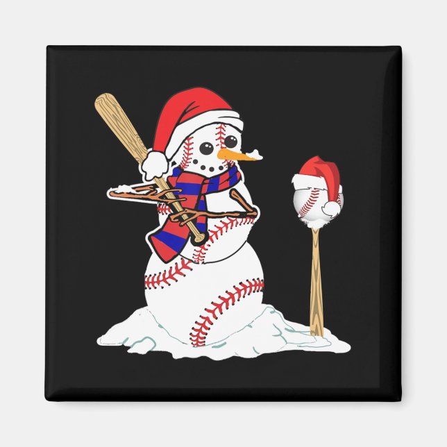 Íman Beisebol de Natal Jogando Baseball (Frente)