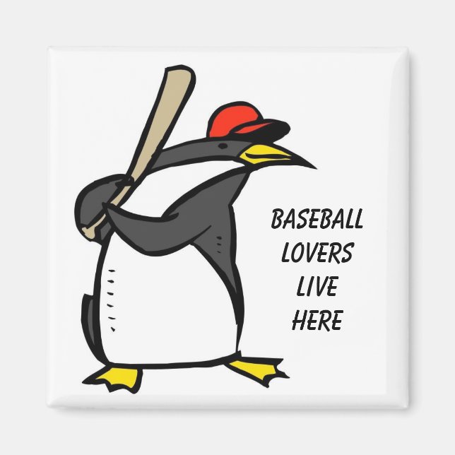 Íman beisebol do pinguim, amantes de beisebol, vivem aq (Frente)
