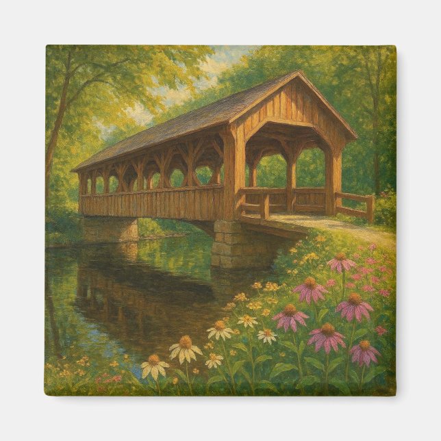Íman Bela arte de ponte coberta de verão (Frente)