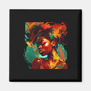 Íman Bela Arte Negra Mulher Afro-Americana Pintura