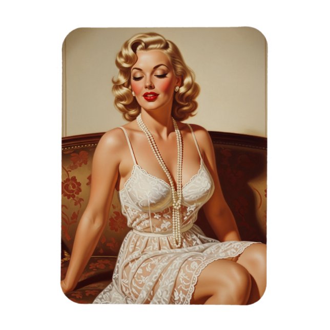 Íman Bela arte pin-up loira dos anos 50 (Vertical)