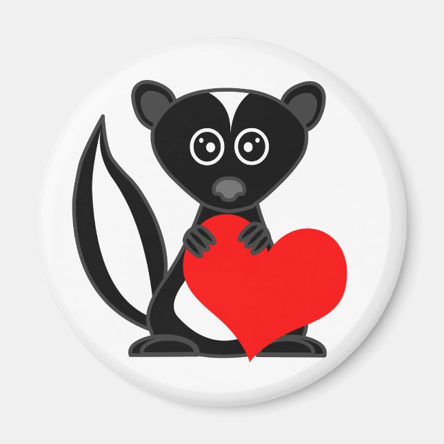 Íman Bela Cartoon Skunk Segurando Coração (Frente)