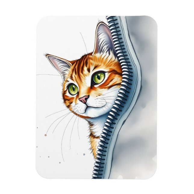 Íman Bela Coleção Popular De Gatos De Cores De Água (Vertical)