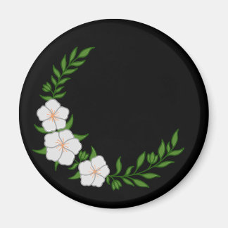 Íman Bela Coroa Crescente de Flores Brancas