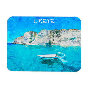 Íman Bela Creta Grécia Pintura em Aquarela Oceano