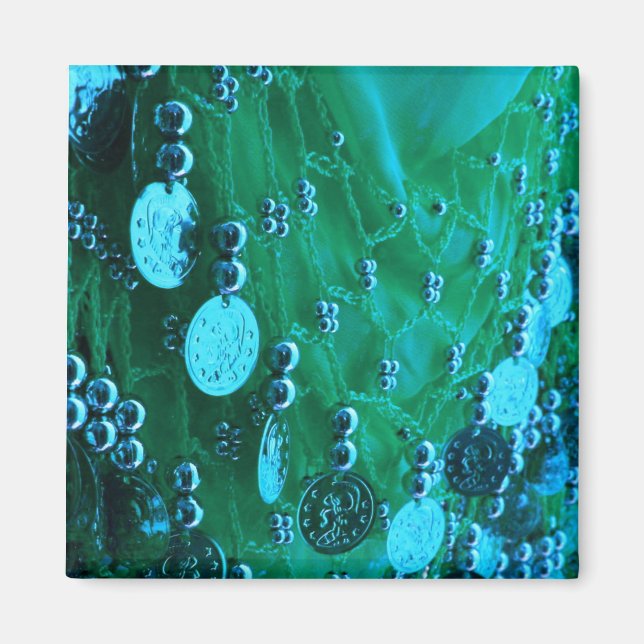 Íman Bela dança cachecol da anca com sinos bindi (Frente)