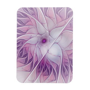 Íman Bela Flor Rosa Arte Fractal Abstrata Moderna
