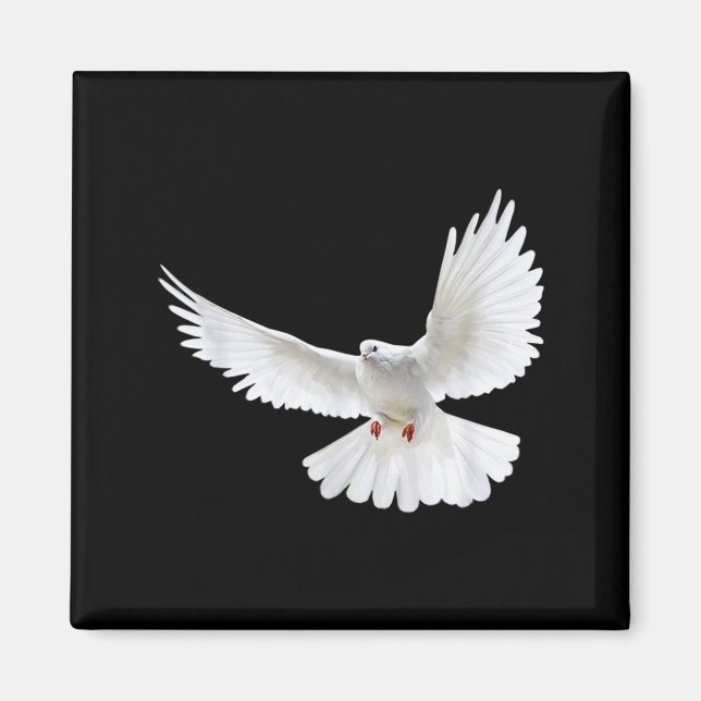 Íman Bela Foto Silhueta de Pombo Branco Pacífico Voando (Frente)