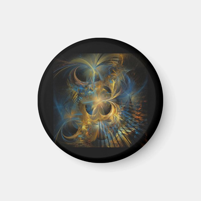 Íman Bela Fractal Azul e Dourada (Frente)