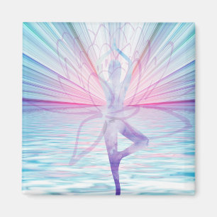 Íman Bela Vrikshasana Yoga Rosa e Azul