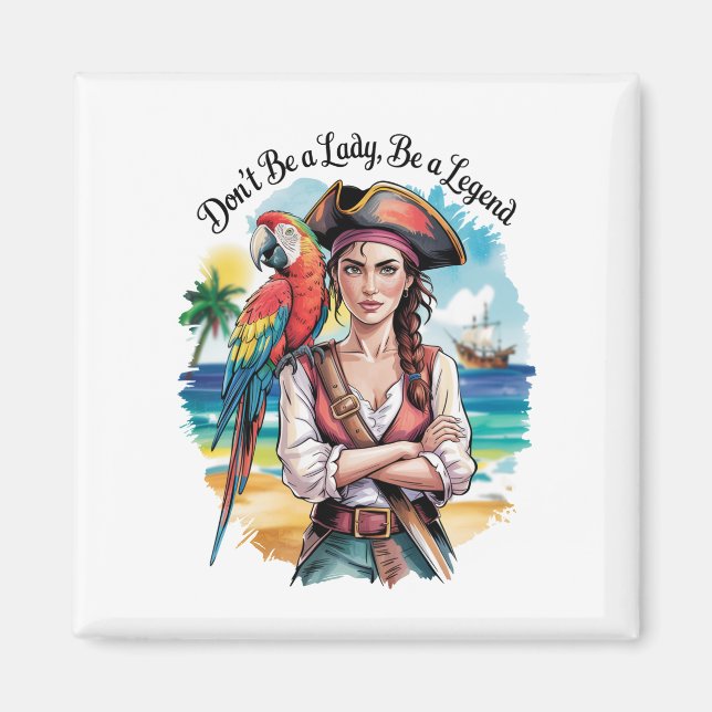 Íman Beleza Do Buccaneer Pirata Feminina No Convés (Frente)