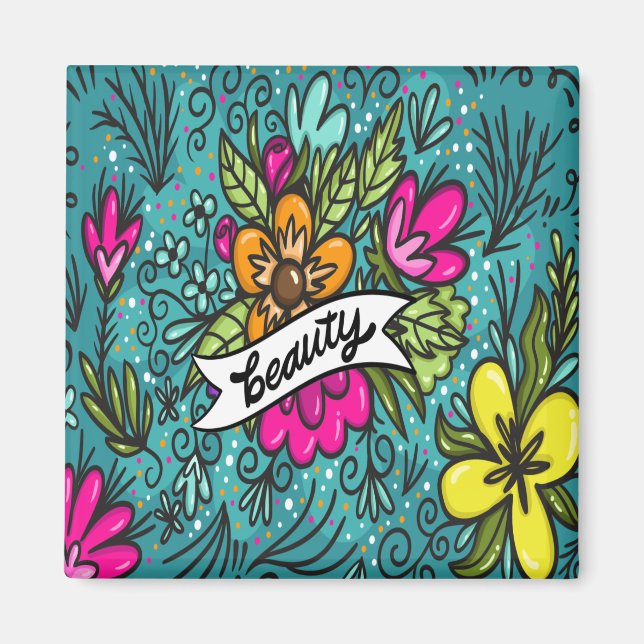 Íman Beleza do travesseiro decorativo com flores (Frente)