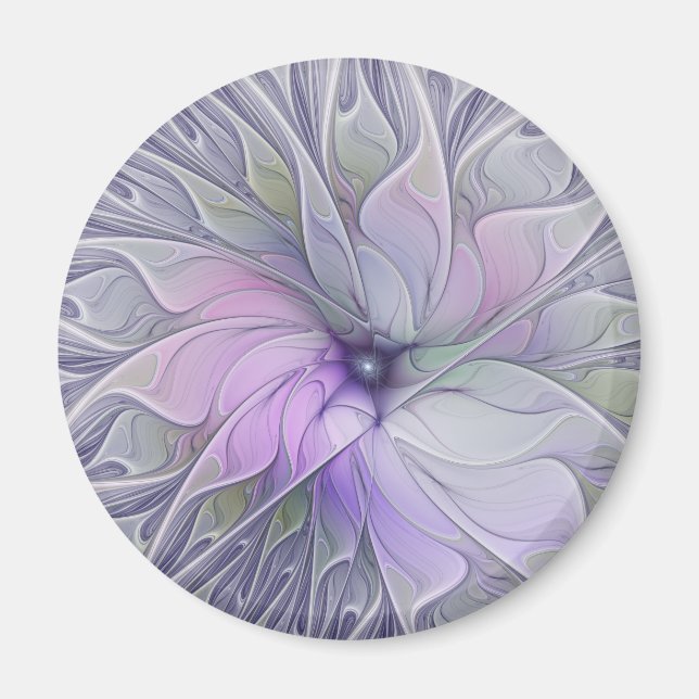 Íman Beleza Impressionante Flor de Arte Fractal Abstrat (Frente)