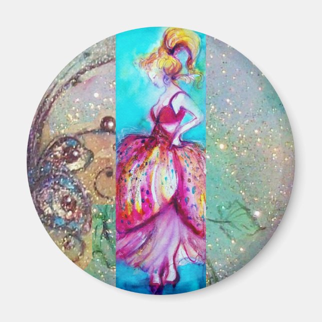 Íman BELEZA NO VESTIDO DE PINK/Fábrica de Borboletas Má (Frente)