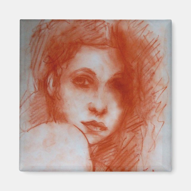 Íman BELEZA ROMÂNTICA / Retrato feminino em Sepia Brown (Frente)