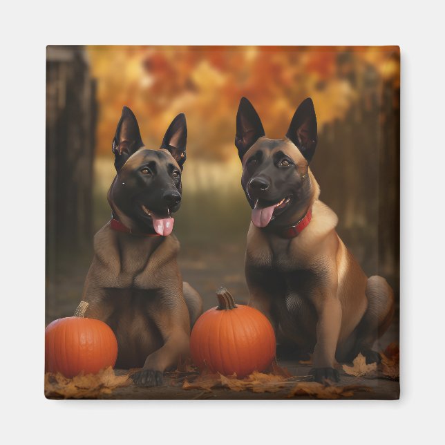 Íman Belga Malinoi Puppy Autumn Delight Pumpkin (Frente)