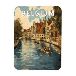Íman Bélgica Ilustração Viagem Art Vintage