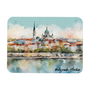 Íman Belgrado Sérvia Silhouette Watercolor Painting