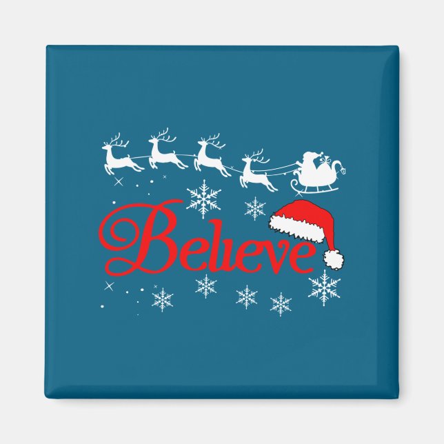 Íman Believe Christmas Xmas Santa Family Pajamas Holida (Frente)