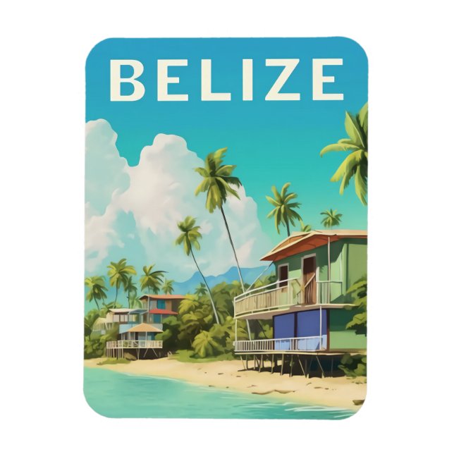 Íman Belize Beach House Viagem Souvenir Magnet (Vertical)
