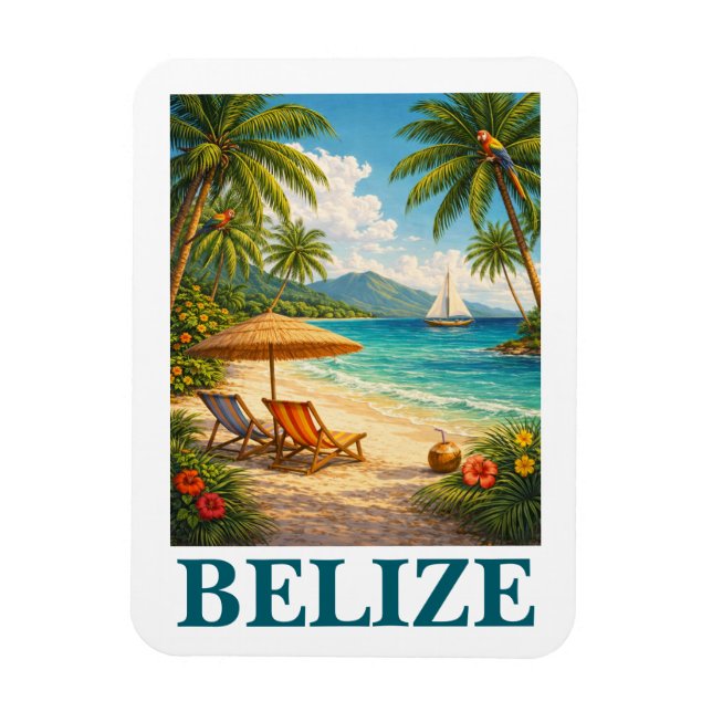 Íman Belize Caribe Tropical Viagem Antiga (Vertical)
