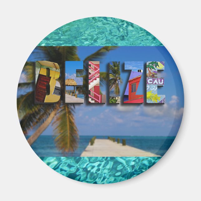Íman Belize Tropical Beach Blue Ocean FoViagem (Frente)