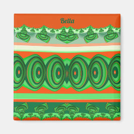 Íman BELLA ~ 3D Design Fractal vermelho branco ~