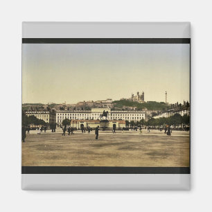 Íman Bellecour Place, Lyon, França vintage Photochrom