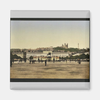 Íman Bellecour Place, Lyon, França vintage Photochrom