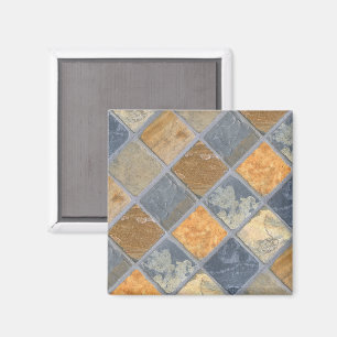 Íman Belo Azulejo Colorido de Pedra em Linhas