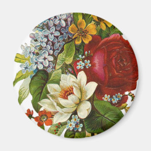 Íman Belo Buquê Romântico de Verão com Rosa vermelha