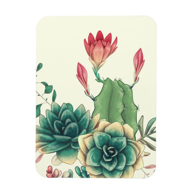 Íman Belo Cacto Com Flor (Vertical)