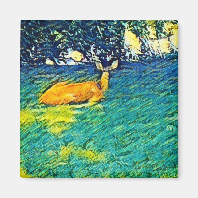 Íman Belo Deer Napping no gramado (Frente)