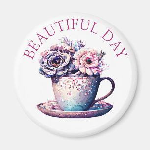 Íman Belo dia Bonito Vintage Tea Cup de Flores