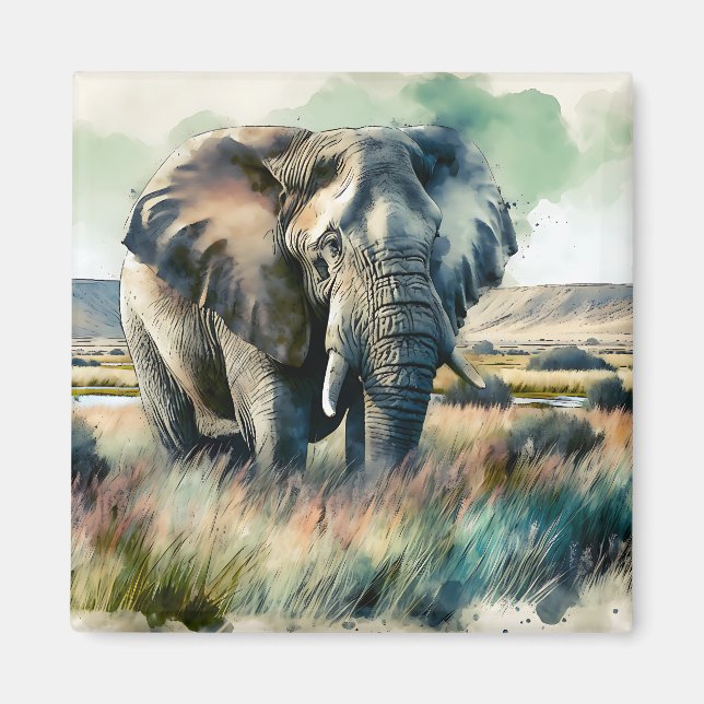 Íman Belo Elefante De Aquarela (Frente)