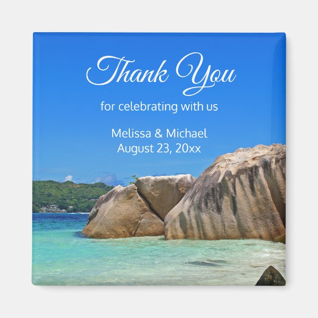 Íman Belo Favor de Casamento Costeiro Tropical Sea Rock (Frente)