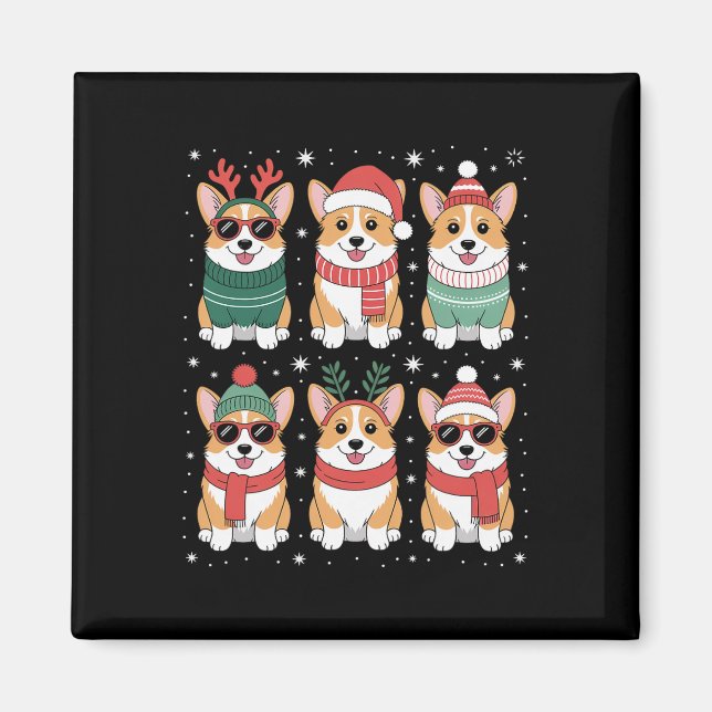 Íman Belo Natal de Corgi Santa Hat (Frente)