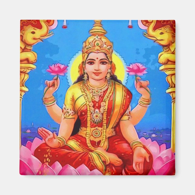 Íman Belo Ouro Lakshmi Diwali Deusa (Frente)