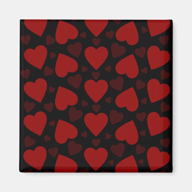 Íman Belo padrão cardíaco vermelho em preto (Frente)