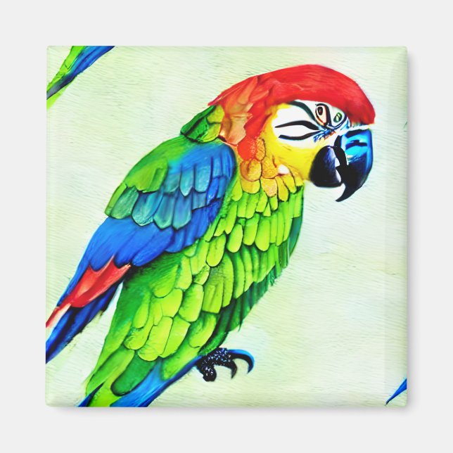 Íman Belo Padrão Colorido de Papagaio (Frente)