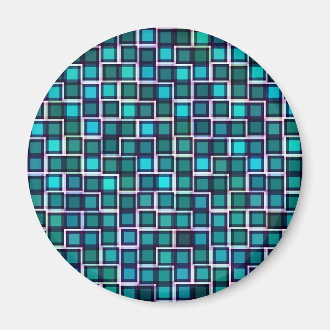 Íman Belo padrão de Azulejo Abstrato em azul (Frente)