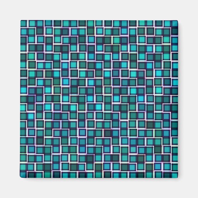Íman Belo padrão de Azulejo Abstrato em azul (Frente)